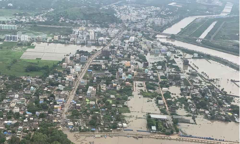 Floods Vijayawada Drone visuals Vijayawada floods