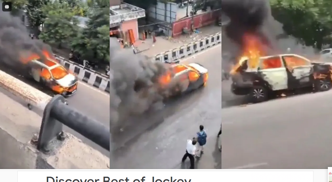 Car catches fire car catches fire in Rajasthan