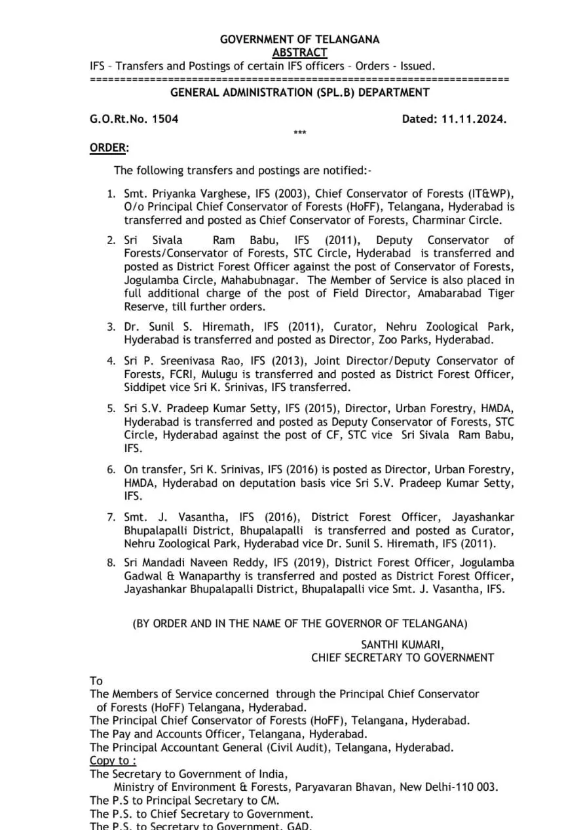 Telangana IAS transfers