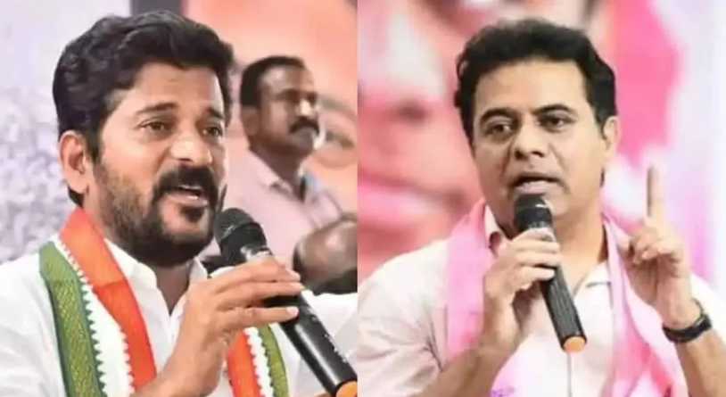 Revanth KTR on stage Revanth KTR on stage